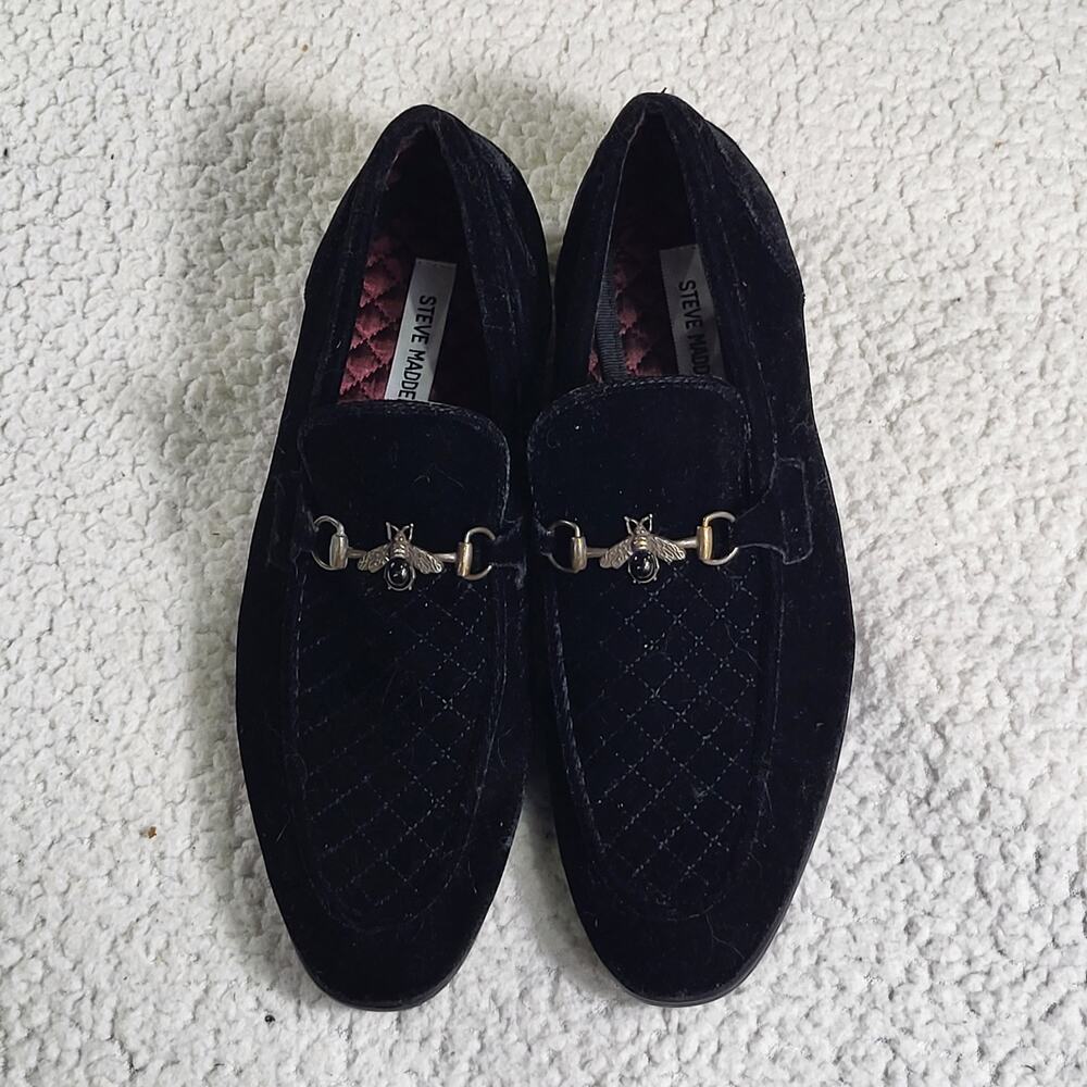 NEW Steve Madden Davian Bit Loafer Velvet Black size 9